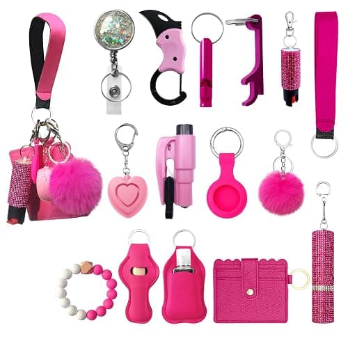 NYNPPUE Wristlet Lanyard Keychain Set for Women Wallet Pom Pom Keychain Accessories - Image 1