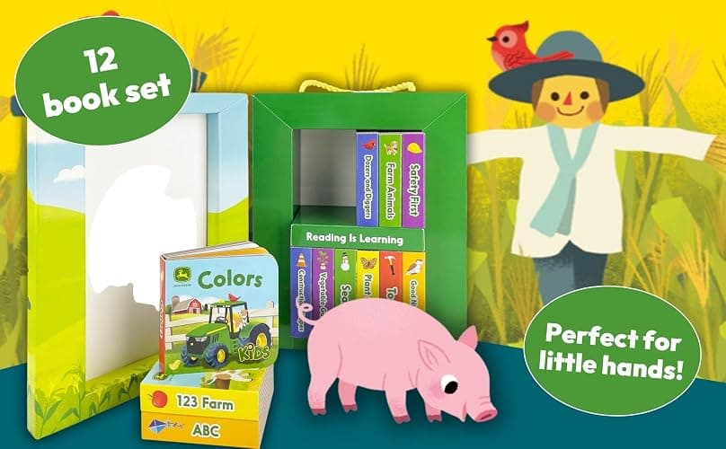 My Little Learner Library John Deere Kids 12-Book Set Board Book - Learning First Words, Numbers, Farm Animals and More thumbnail 9