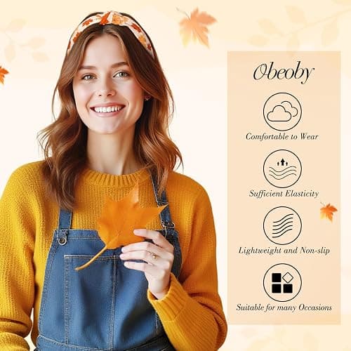 8 Pack Fall Headbands for Women, Thanksgiving Knotted Autumn Hairbands | Holiday Hairbands for Autumn Festive Gift, 8 Autumn Designs; Non-Slip Fit, for Thanksgiving, Parties, Gifting thumbnail 4