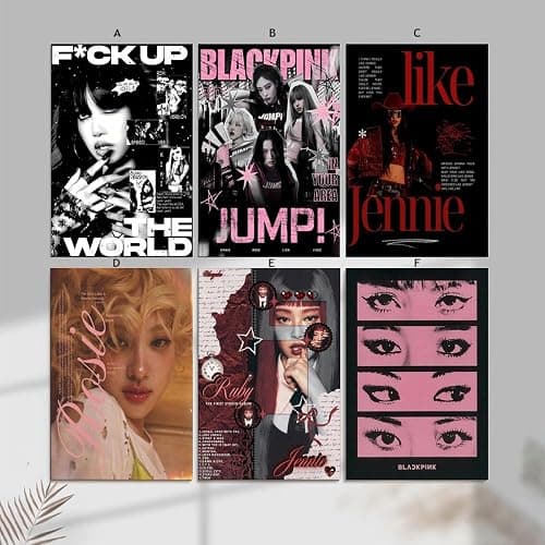 XKDOGKE A Set Of 6 Blackpink Poster Kpop Music Band Korean Girl Collage Für Zimmer, Ästhetische Leinwand-Wandkunst, Schlafzimmer-Dekor Posters 08x12inch(20x30cm) thumbnail 6
