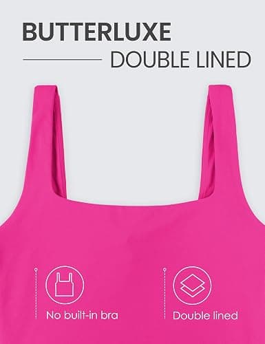 CRZ YOGA Womens Butterluxe Double Lined Square Neck Tight Tank Tops Sleeveless Workout Cropped Casual Yoga Fitted Shirts thumbnail 4