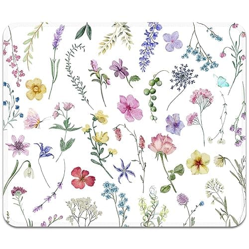 Square Mouse Pad with Stitched Edge, Premium Mousepad Washable Cloth. Computer Mouse Pad with Non-Slip Rubber Base, Mouse Pads for Computers Laptop Mouse 9.25x7.75x0.12 inch-Flower2 thumbnail 2