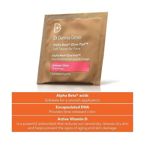 Dr Dennis Gross Alpha Beta Glow Pad Self Tanner, Intense Glow for Face: for Dull Skin Lacking Radiance & Glow, (20 Towelettes) thumbnail 5