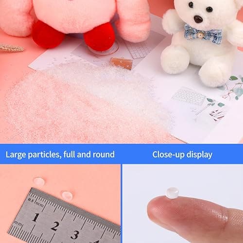 FTEVEN 150g/5.29oz Weighted Stuffing Beads, Poly Pellets Weighted Beads | Premium Plastic Weight Stuffed Beads, Weighted Stuffing Bead with Black Eyes for Stuffed Animals, Bean Bags DIY Crafts thumbnail 5