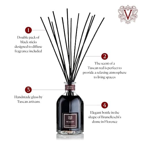 Dr. Vranjes - Rosso Nobile 250 ml Diffuser + Double Pack of Black Sticks (3 Pieces Bundle) - Luxury Home Fragrance, Made in Italy, Main Scent Fruity: Orange, Strawberry and Red Berries, Birch thumbnail 3