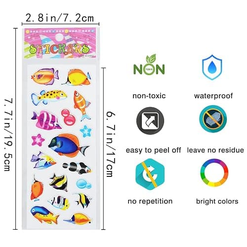 24 Sheets(500+) 3D Puffy Stickers for Toddlers Kids Boys Girls | Bulk Preschool Sticker Sheets for Reward, Craft, Scrapbooking, Including Animal, Fruits, Dinosaurs, Fish and More thumbnail 3