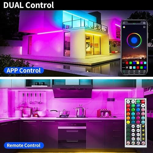 KSIPZE Led Lights for Bedroom 50ft Led Strip Lights with Remote RGB Color Changing Music Sync Bluetooth Smart App Control for Room Bedroom Lighting Flexible Home Décor thumbnail 4