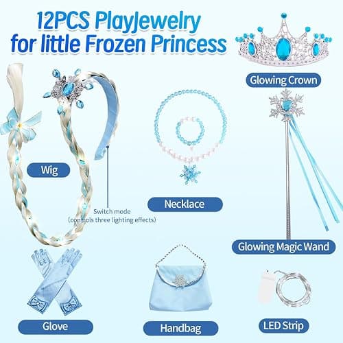 CVNHMG Princess Dress for Girls | Sparkly Cape & Crown | Ages 3-10 | Birthday, Halloween, Party Costume thumbnail 5