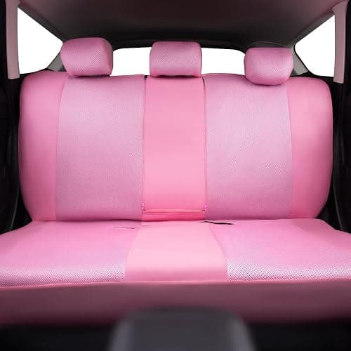 Flying Banner car seat Covers Set airmesh Breathable Fashion Easy Bench Split Protectors Sport Fashion (Pink & Pink, Full Set - Low Back) thumbnail 7