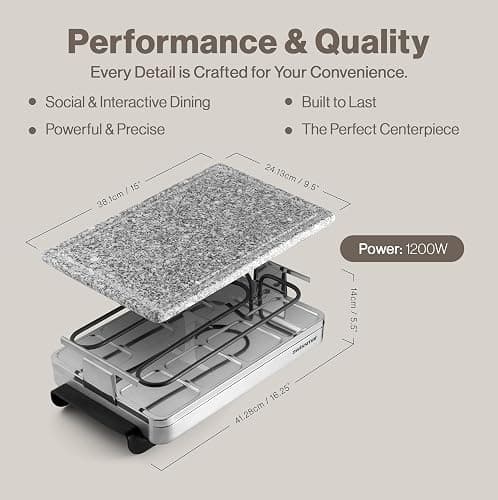 Swissmar Stelvio Raclette Party Grill with Granite Stone Non-Stick Grill Plate/Crepe Top, Outdoor & Indoor Electric BBQ Grill, Samgyupsal Griller - Brushed Stainless Steel - 8-Person - Silver thumbnail 2