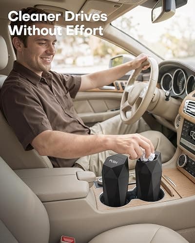 HOTOR Car Trash Can with Lid, Leakproof, Black, 2 Pack | Car Accessories for Interior, Garbage Can with 30 Attached Trash Bags, Multipurpose Organizer and Storage for Home & Office thumbnail 2