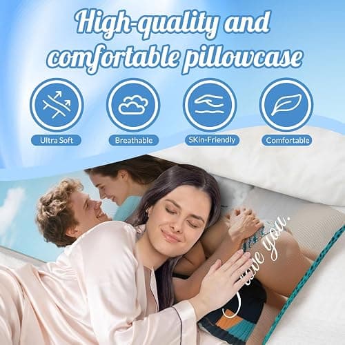 VPDTVK Custom Body Pillow, Body Pillow Case, Double-Sided Design, Custom Pillows with Picture, for Birthdays, Valentine's Day, Christmas, Wedding Anniversaries thumbnail 6