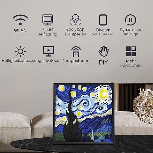 Divoom Pixoo-64 WiFi Pixel Art Display mit einem 64x64 LED Panel, einzigartige Beleuchtungsdekoration mit App-Steuerung thumbnail 7
