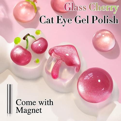 Double Rhythm 0.5 OZ Cat Eye Gel Polish with Magnet 15ML Holographic Glitter Shimmer Translucent Jelly Color Magnetic Nail Polish Salon DIY at Home (Peach Purple-MC1208) thumbnail 2