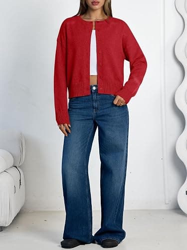 LILLUSORY Womens Cropped Cardigan Sweaters Lightweight Fall Crop Cotton Knit Y2k Outfits Fashion Button Up Clothes 2025 thumbnail 6