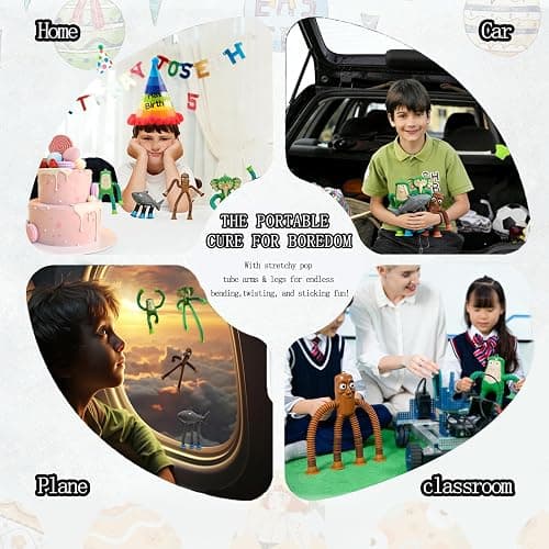 Fidget Toys for Kids Kindergarten Graduation Gifts - 4Pcs Pop Tubes Italian Brainrot Sensory Toys with Suction Cups for Travel, Airplane, Autism & Easter Basket | Stress Relief Gifts for Boys Girls thumbnail 3