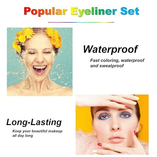 LemonSac 15PCS Colorful Eyeliner Pen Set, Eye Shadow Pencil, Pearl & Matte Metallic Glitter Eyeliner for Women, Eye & Lip Liner, Professional Eye Makeup Set thumbnail 6