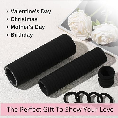 LuSeren 120PCS Black Hair Ties for Thick Hair – Seamless No Damage Elastic Ponytail Holders, Black Hair Band,Bulk Nylon Hair Elastics for Women thumbnail 8