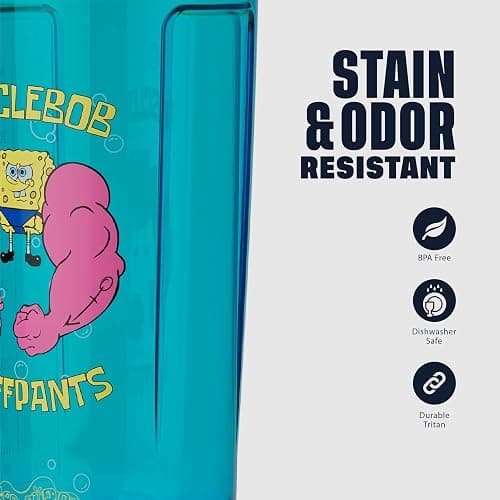 BlenderBottle Spongebob Shaker Bottle Pro Series Perfect for Protein Shakes and Pre Workout, 28-Ounce, Yellow/Blue, Musclebob Buffpants thumbnail 5