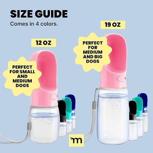 MalsiPree On the Go Dog Water Bottle - 12 oz Pink, Leak-Proof | 12oz leak-proof bottle & built-in bowl - one-hand use - Use for dog travel, hiking, park & beach days thumbnail 8