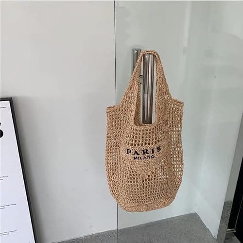 bufftieo Straw Woven Tote Bag for women,Mesh Hollow Woven Shoulder, Straw Beach bag, Hobo Women Bag, for Travel Holiday thumbnail 5