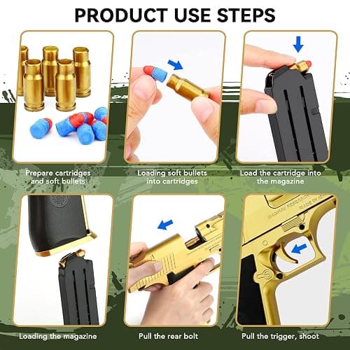 Toy Gun with Soft Bullets, Toy Pistol with 32Pcs Jump Ejecting Mag, 40 Pcs EVA Darts Toys Foam Blaster, Gifts for Boys Kids and Girls Ages 14+ thumbnail 5