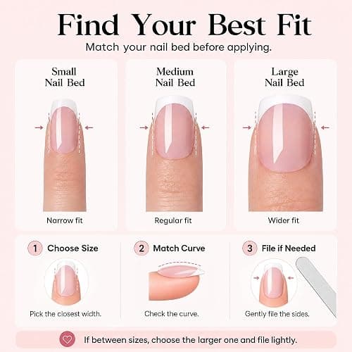 Beetles French Tips Press On Nails - Short Square 150 Pcs | 15 Sizes Pink Fake Nail Tips, Salon Quality Value at Home, Acrylic False Nails Art DIY Gifts For Women thumbnail 6