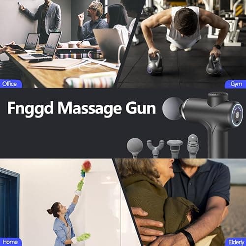 Fnggd Massage Gun, Quiet Operation Massager, Massager with 4 Heads, 460g Mini Massage Gun with 6 Speeds - Black thumbnail 7
