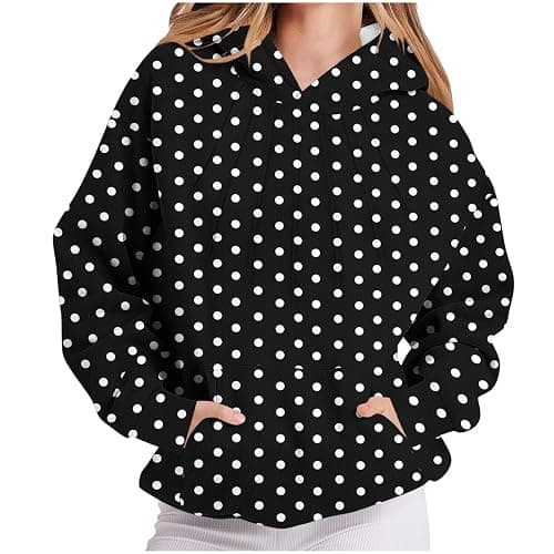 Rikbuig Polka Dot Hoodie Women Cute Y2k Graphic Oversized Hoodies Long Sleeve Pleated Fleece Pullover Sweatshirt with Pocket thumbnail 2