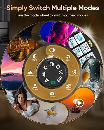 4K Digital Camera for Photography with WiFi,64MP Autofocus 3'' 180° Flip Screen 16X Zoom Vlogging Camera for YouTube, Compact Travel Camera for Beginners, Anti-Shake, 32GB Card, 2 Batteries, Black thumbnail 7