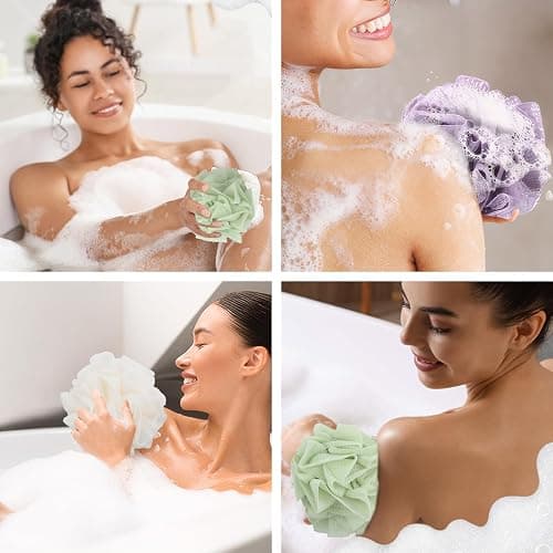 3 PCS Soap Bar Loofah, 2 in 1 Bar Soap Loofah Pouch, Washcloth Leefah Combo with Drawstring, Leefah Cloth for Body Wash Cleansing and Smooth Skin(Purple, Green, White) thumbnail 7