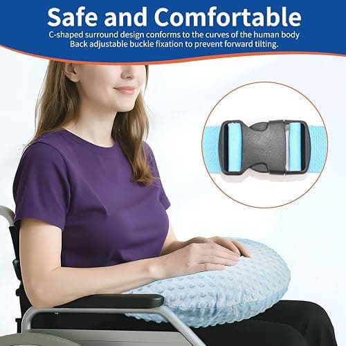 Wheelchair Pillow with Anti - Tilt and Anti - Sideways Support，Adjustable Buckles,Removable Washable Cover, for Elderly & Disabled Adults thumbnail 4