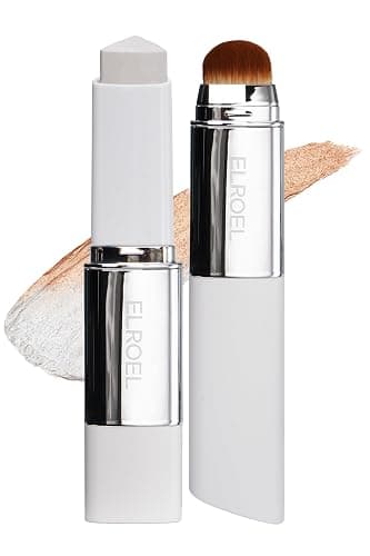 ELROEL Blanc Cover Cream Stick V White - Korean Color-Changing Foundation Stick with Volufiline - Medium to Full Coverage Dewy Finish Base Makeup - Dual-Ended with Detachable Brush (202 Natural) - Image 1