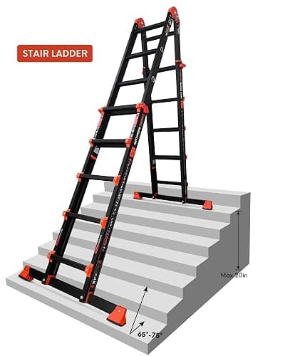 LANBITOU Ladder, A Frame 5 Step Ladder Extension, 17 Ft Anti-Slip Multi Position Ladder, Storage Folding Ladder, 330 lbs Security Load Telescoping Aluminum Ladders for Stairs Home Indoor Outdoor Roof | 2mm Thickness Aluminum,Telescoping,Anti-Slip Feet,ANSI Approved,Storage Folding,Security Load for Stairs Indoor Outdoor Roof thumbnail 8