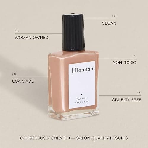 J. Hannah Nail Polish – Vegan, Non-Toxic, Cruelty-Free, Gluten-Free, Long Lasting, USA Made, Light, Dusty, Pale Pink Color (Agnes) thumbnail 2