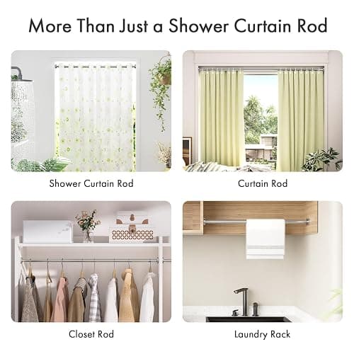 AmazerBath 31-46.5 Inches Spring Tension Shower Curtain Rod, Short Shower Rod Rust Proof Bathroom Curtain Rod, Adjustable Shower Tension Rod No Drill Easy Segmented Installation, Nickel thumbnail 7