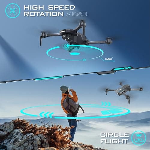 DEERC D60 Drone with Camera for Adults and Kids, 1080P HD FPV, Foldable RC Quadcopter with Gesture & Voice Control, Gravity Sensor, 22 Min Flight, Altitude Hold, Headless Mode, Beginner-Friendly Gift thumbnail 2