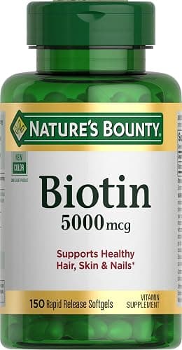 Nature's Bounty Biotin, Supports Metabolism for Cellular Energy and Healthy Hair, Skin, and Nails, 5000 mcg, 150 Softgels - Image 1