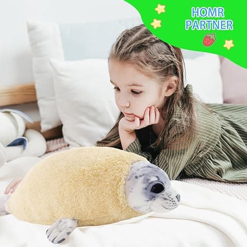 Dinyinor 20‘’ Molting Seal Plush Pillow,Chubby Blob Seal Stuffed Animal plushies for Boys Girls, Kids' Throw Pillow,Gifts for Kids Birthday,Valentine,Christmas thumbnail 4