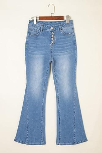 Sidefeel Flare Jeans for Women High Waisted Stretchy Bell Bottoms Wide Leg Side Seam Denim Pants thumbnail 4