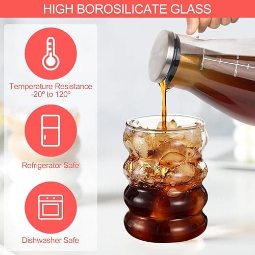 Maxentico 4 stück Latte Macchiato Gläser 350ml, Teegläser Glas Cappuccino, Kaffeegläser, Kaffeeglas, Eiskaffee Gläser, Kaffeebecher aus Borosilikatglas, mit Bürste und Strohhalm, Spiralförmig thumbnail 4