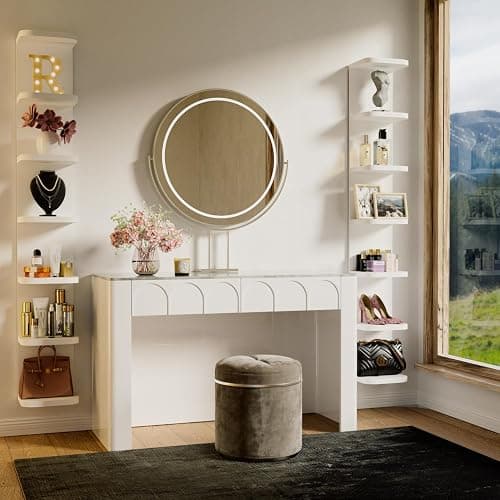 Dhanzoro 7 Tier Wall Shelf Unit – Rounded Corner White Shelf Floating Shelves for Wall Storage, Decorative Display Shelf, Modern Book Shelf for Bedroom, Living Room, Vanity thumbnail 2