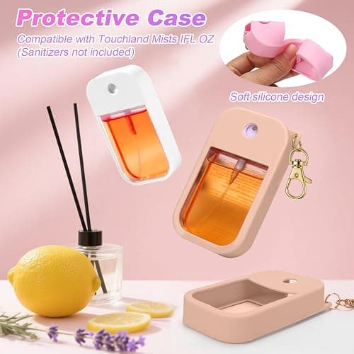 AIERSA Hand Sanitizer Spray Case Compatible with Touchland, Silicone Hand Sanitizer Case Holder with Keychain for Touch Land Mist Case 1FL. OZ (Blush Beige) thumbnail 5