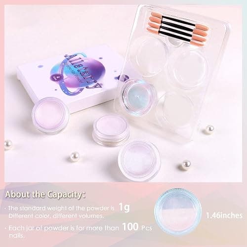 Allstarry Chrome Nail Powder Metallic Mirror Effect Pigment Chrome Iridescent Aurora Nail Glitter Mermaid Pearl Glitter Dust Kit for Gel Polish Nail Art Decoration, Resin Craft- Violet Green Emerald thumbnail 5