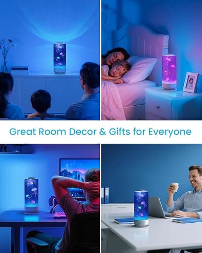 Jellyfish Lamp Quiet Calming Night Light for Bedroom Decor Gift(White） | 7 Color Changing LED Lights | 8H Auto-Off Timer thumbnail 6