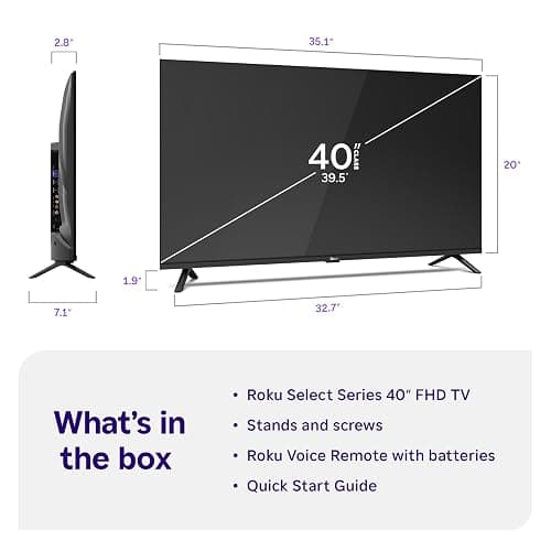 Roku 40-Inch Smart TV 2026 - Select Series, 1080p Full HD TV - RokuTV | Flat Screen LED Television with Voice Remote, Wi-Fi & Bluetooth Headphone Mode - Streaming Live Local News Sports & Movies thumbnail 9