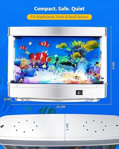 THOSOLTH Fake Fish Tank Lamp – Frutiger Aero Decor Artificial Fish Tank with Moving Fishes – Relaxing Fake Aquarium Light & Plug-in Night Light for Kids, Adults, and Home Décor thumbnail 5