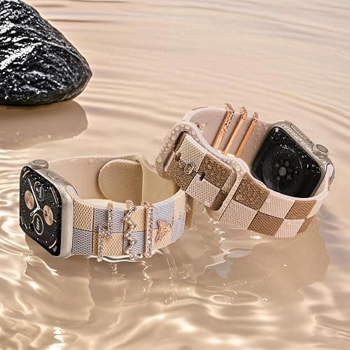 Silicone Strap for Apple watch band 38mm 40mm 41mm 42mm 44mm 45mm 46mm 49mm with Bling Bee Charms, Soft Sport Bracelet for iWatch Bands Series 11 10 9 8 7 6 5 4 3 SE SE2 SE3 Ultra for Women thumbnail 6