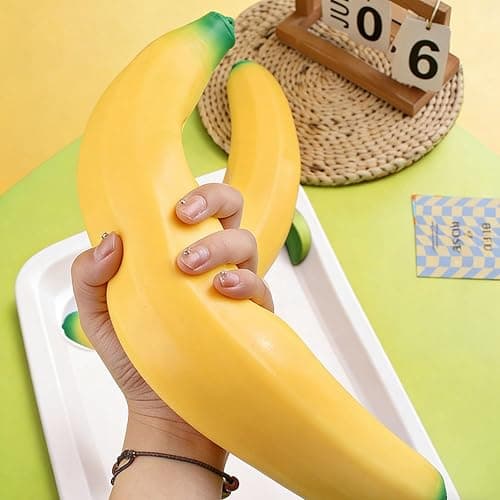 Giant Banana Squishy, Jumbo Banana Squishy Fidget Toys, Soft Banana Stress Toy for Stress Relief and Enhancement for Work School (Small-7in) thumbnail 2