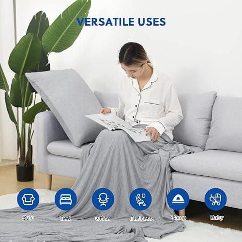 HOMFINE Cooling Blankets for Hot Sleepers - Summer Blanket Thin Lightweight Breathable Soft Double Side Enhanced Cooling for Bed Couch Sofa, Keep Cool for Night Sweats (Grey, 60 x 80 inches) thumbnail 4